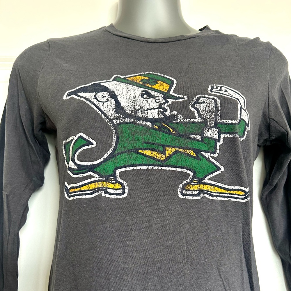 Vintage League Gray Long Sleeve Tee with Green and Yellow Graphic